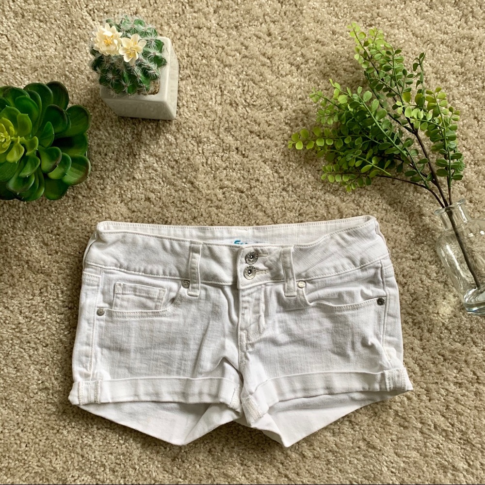 White denim shorts